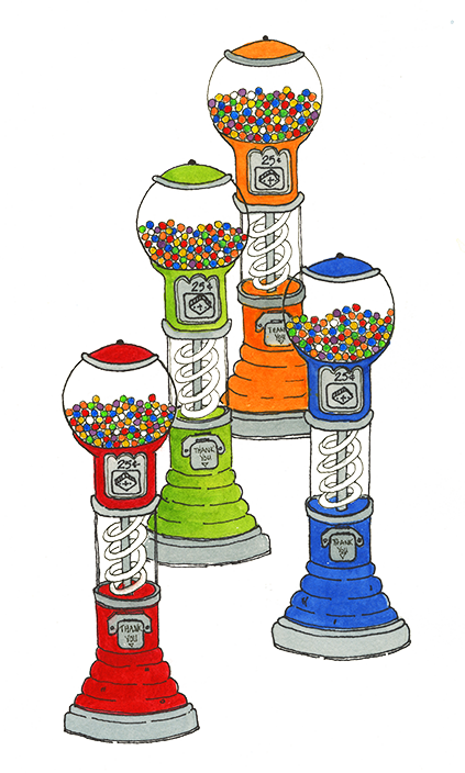 gumball machines gumballs and money trees